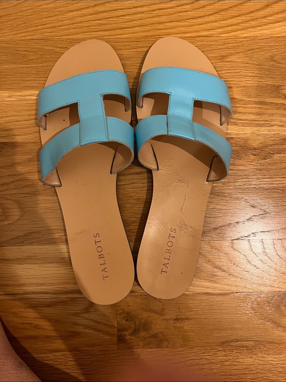 Talbots Blue Leather Slide Sandals Size 11 | Chic Summer Flats - Picture 7 of 7